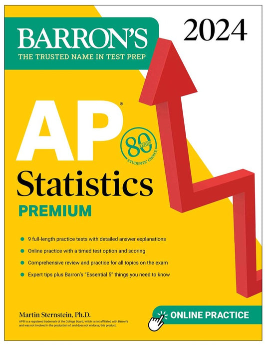 Barron's AP Statistics Premium, 2024: 9 Practice Tests + Comprehensive Review + Online Practice