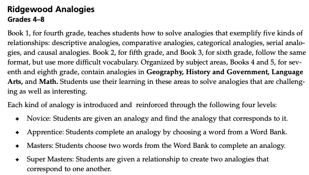 Ridgewood Analogies 5 (Grade 8)