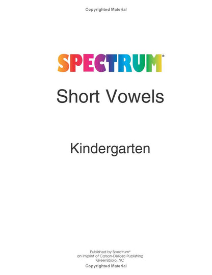 Spectrum Short Vowels Kindergarten