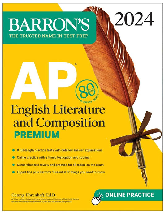 Barron's AP English Literature and Composition Premium, 2024: 8 Practice Tests + Comprehensive Review + Online Practice