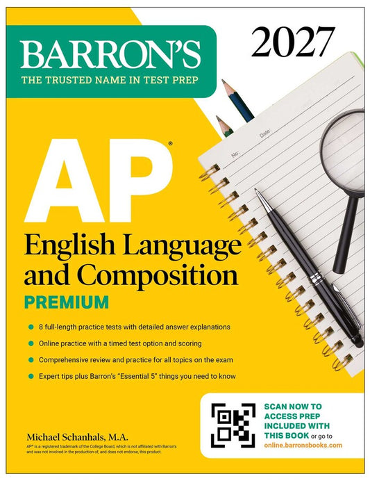 Barron's AP English Language and Composition Premium, 2027: 8 Practice Tests + Comprehensive Review + Online Practice