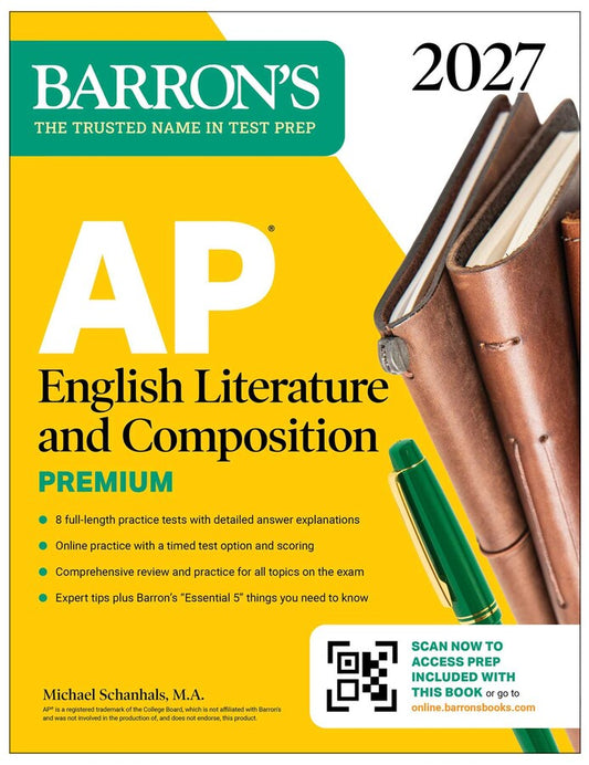 Barron's AP English Literature and Composition Premium, 2027: 8 Practice Tests + Comprehensive Review + Online Practice