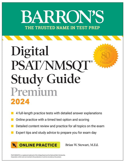 Barron's Digital PSAT/NMSQT Study Guide Premium, 2024: 4 Practice Tests + Comprehensive Review + Online Practice