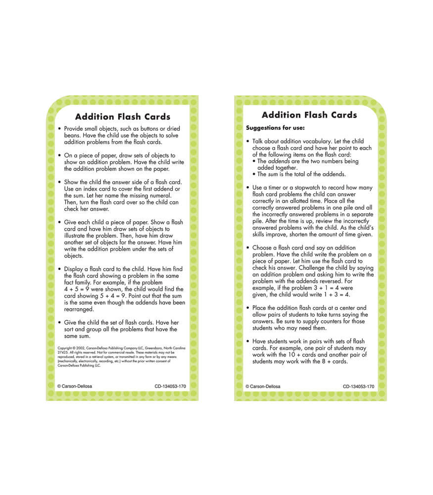 Addition Cards, All Facts through 12 (Ages 6+)