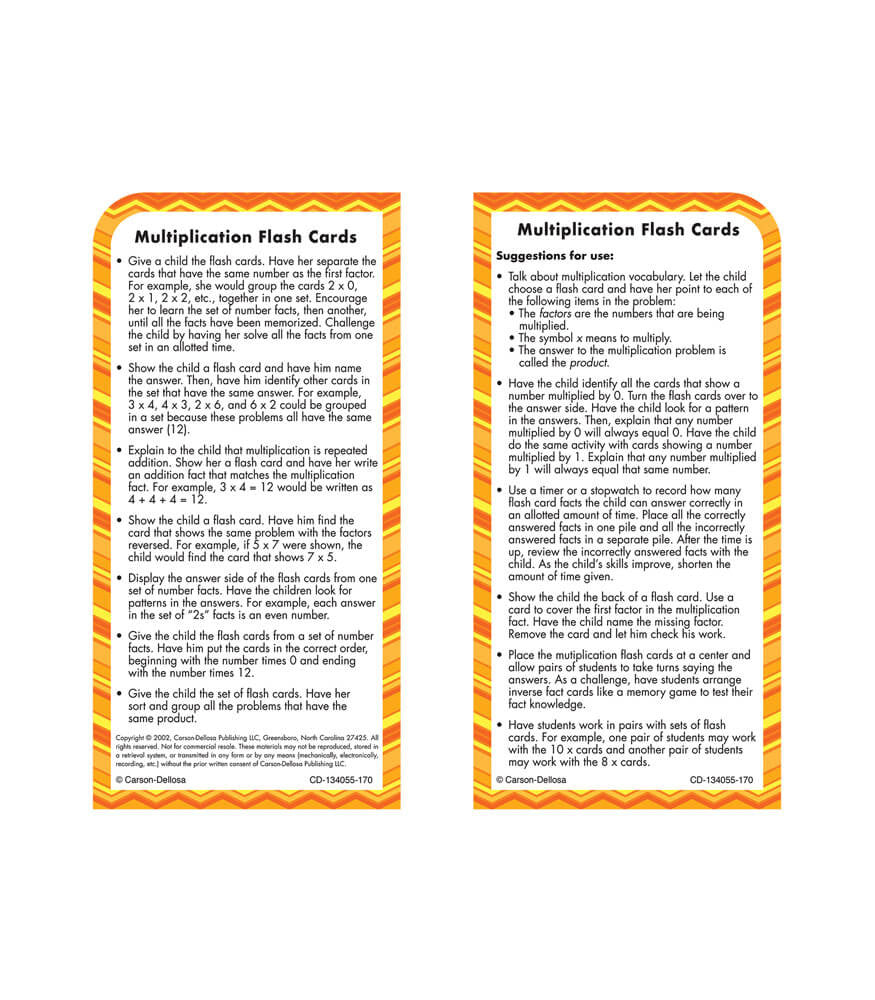 Multiplication Cards All Facts Through 12 Ages 8 Multiplication cards all facts through 12 ages 8