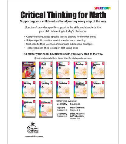Spectrum Critical Thinking for Math Grade 6