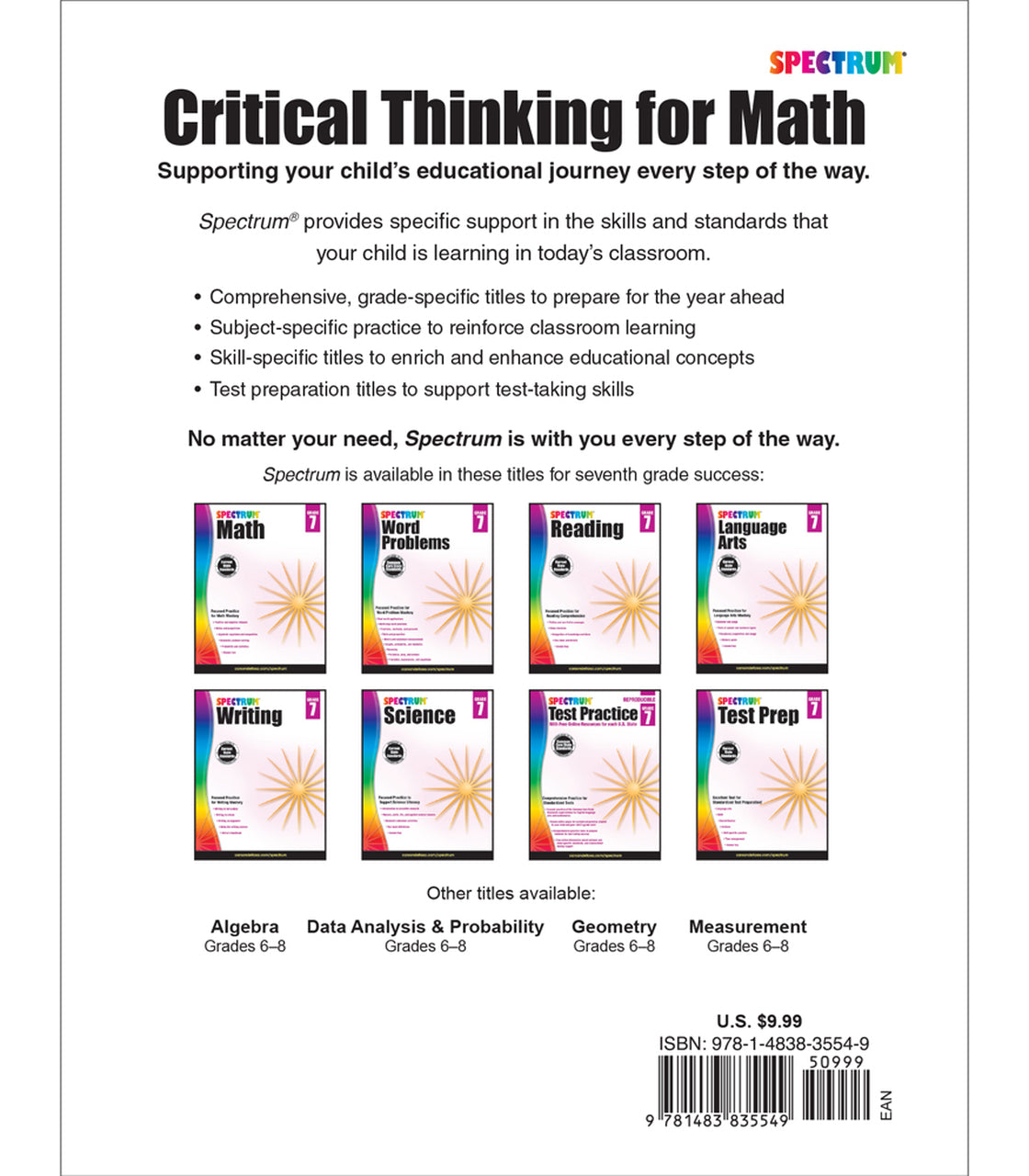 Spectrum Critical Thinking for Math Grade 7