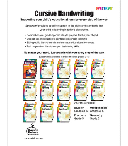 Spectrum Cursive Handwriting Grades 3-5