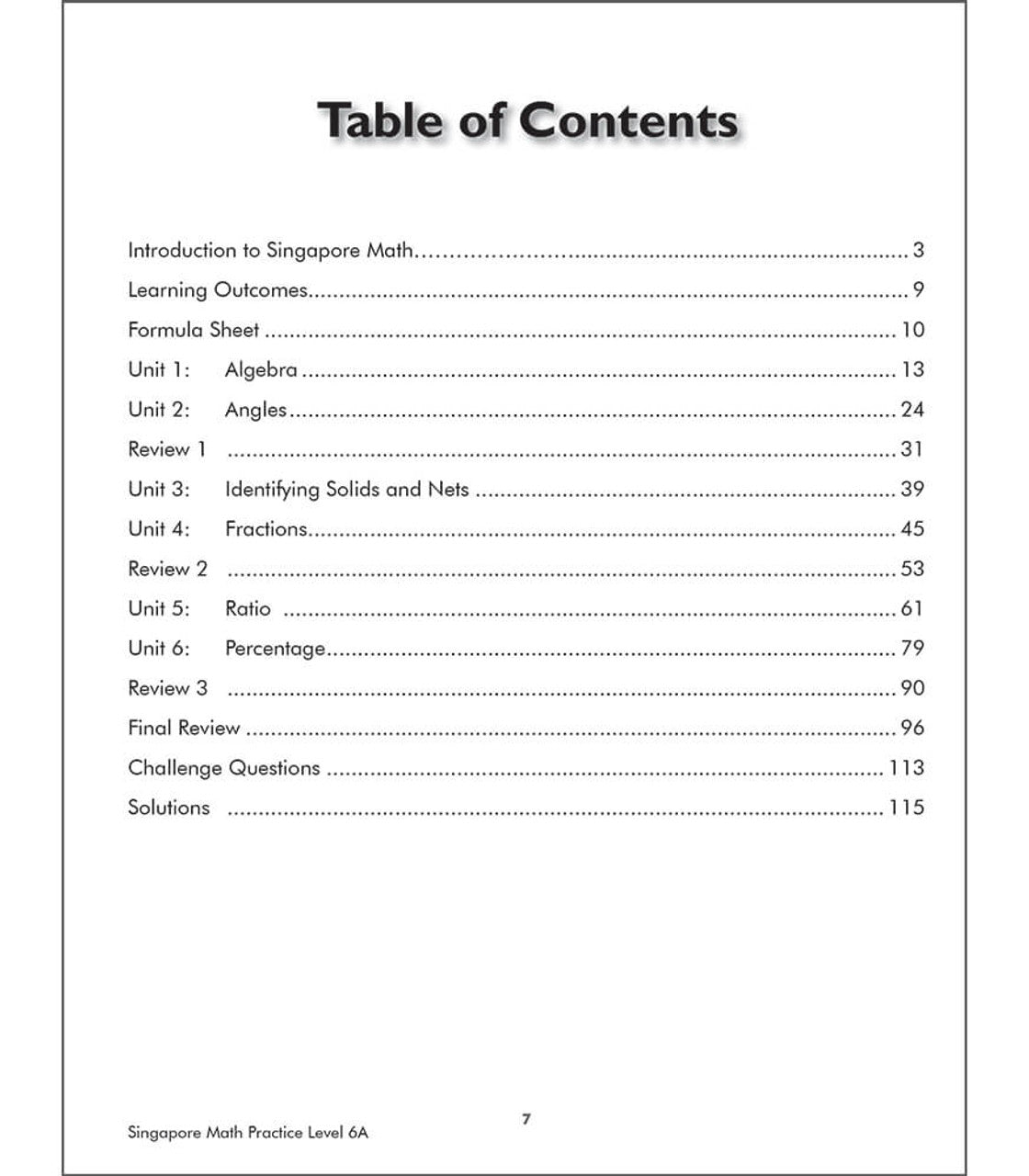 Singapore Math Level 6A (Grade 7)